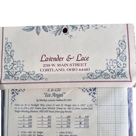 Vtg Cross Stitch Lavender Lace Ice Angel Pattern 22 Victorian Designs - Picture 4 of 5